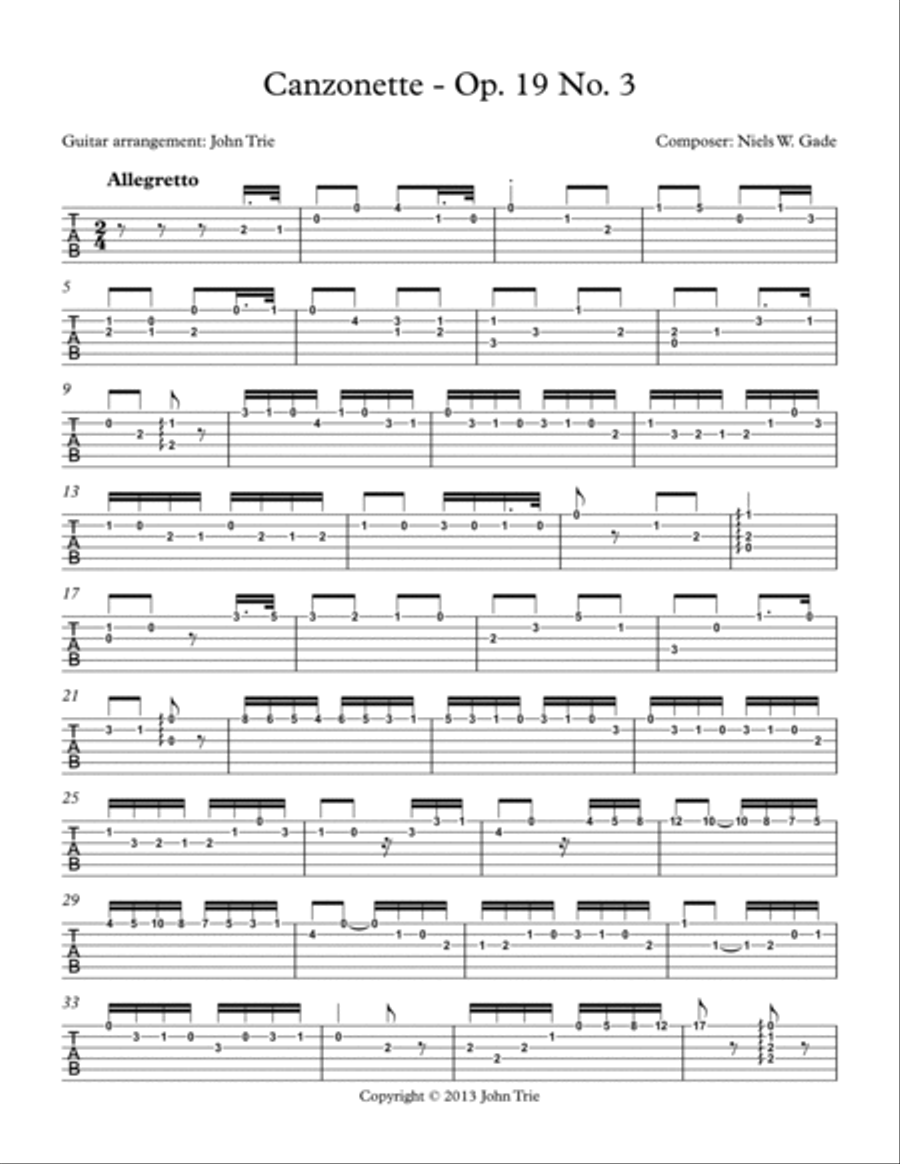 Canzonette - Op. 19 No. 3 - Tab Acoustic Guitar scores gallery preview page 2