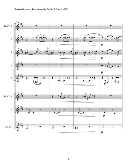 Intermezzo, Op. 76, No. 7 (Clarinet Octet) image number null