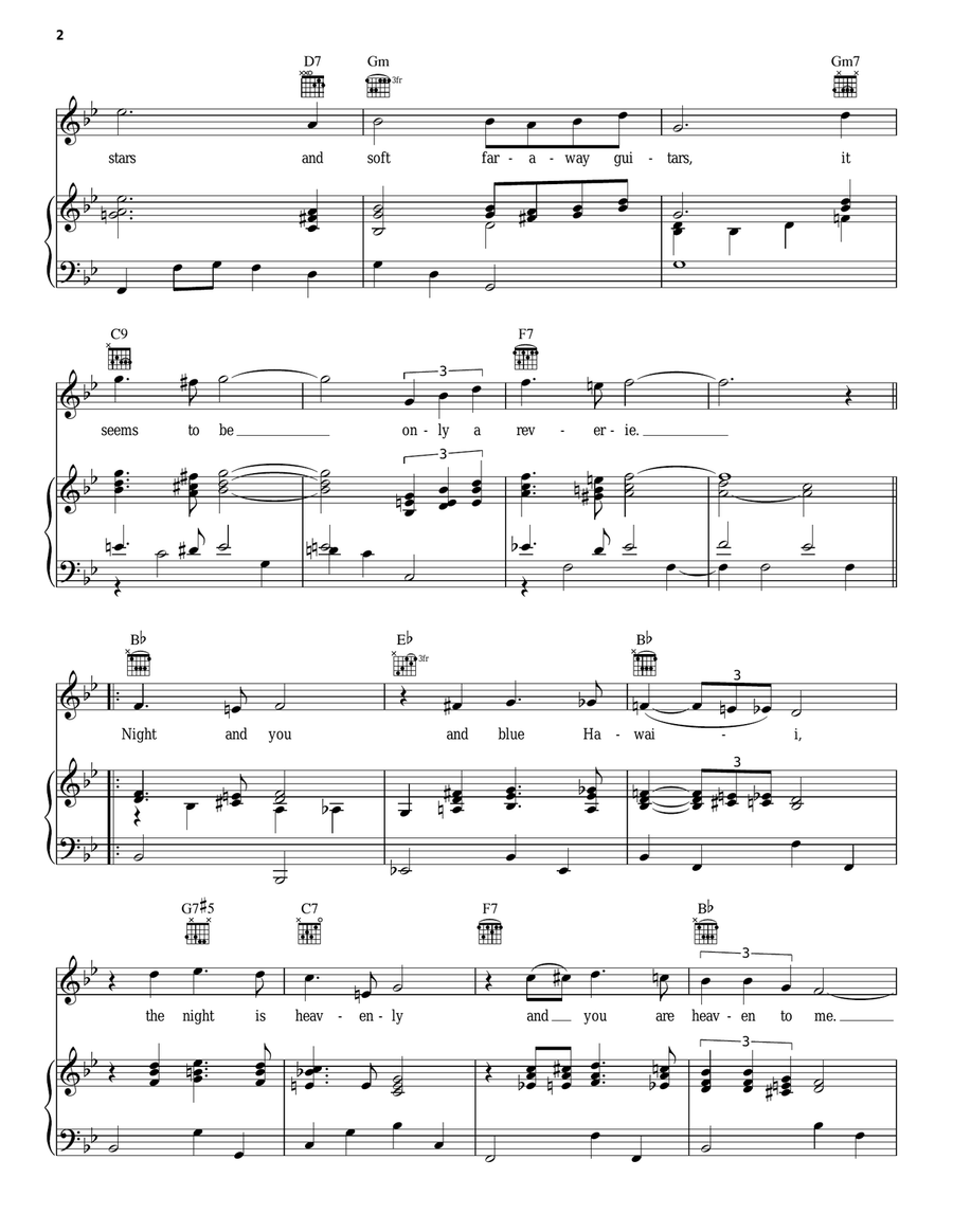 Blue Hawaii Blue Hawaii Piano, Vocal, Guitar scores gallery preview page 2