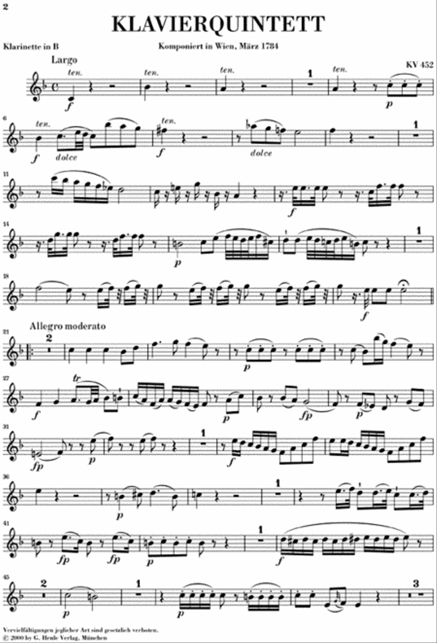 Quintet for Piano and Wind Instruments in E-flat Major, K. 452 Bassoon scores gallery preview page 5