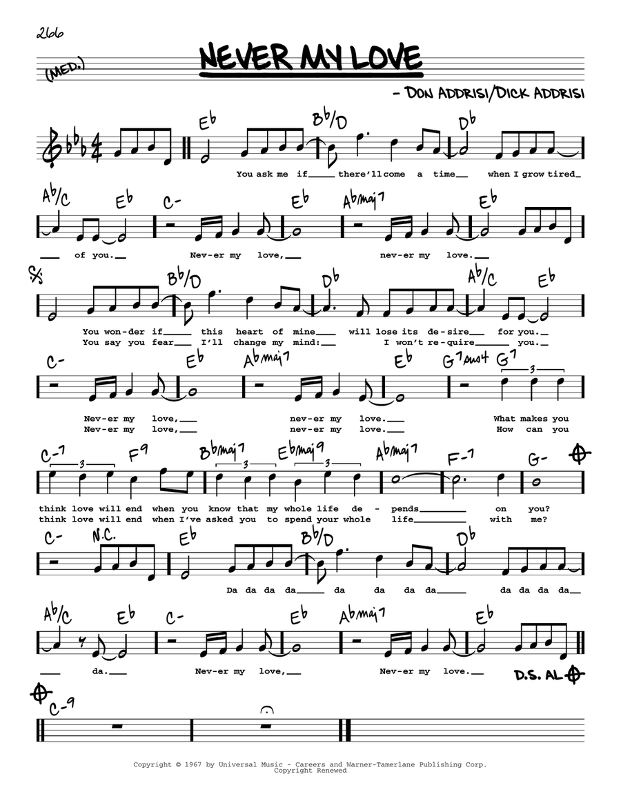 Never My Love (High Voice) High Voice scores gallery preview page 1