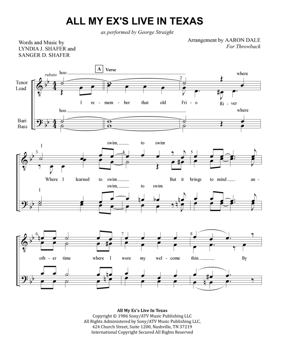All My Ex's Live In Texas TTBB scores gallery preview page 1