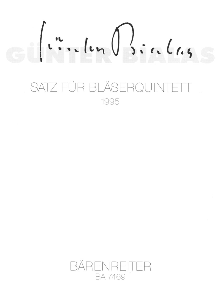 Satz fur Blaserquintett (1995)