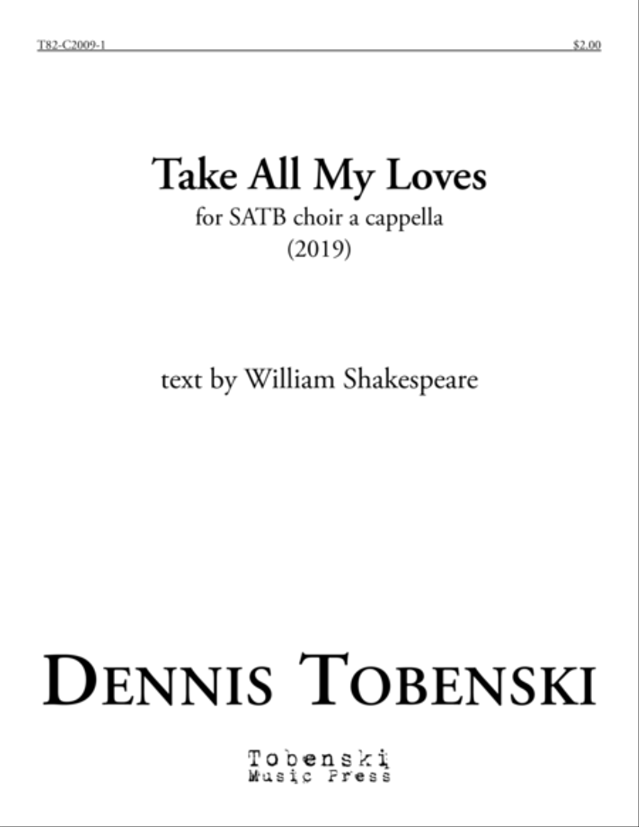Take All My Loves 4-Part scores gallery preview page 1