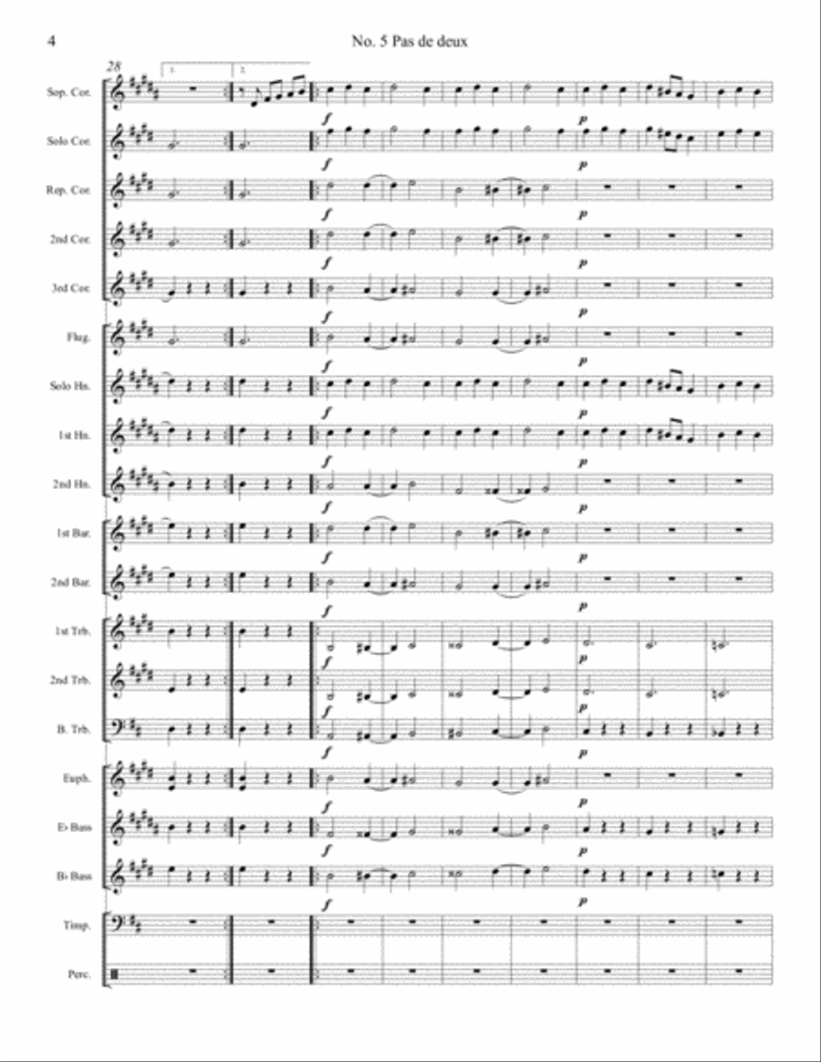 No. 5 Pas de deux From Act I from the Ballet Swan Lake Op. 20 Brass Band scores gallery preview page 5