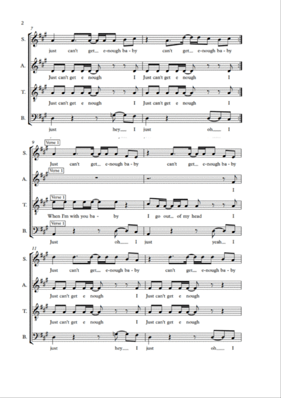 Just Can't Get Enough 4-Part scores gallery preview page 2