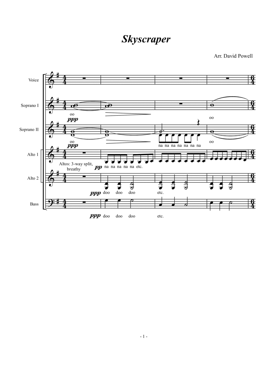 Skyscraper A Cappella scores gallery preview page 1
