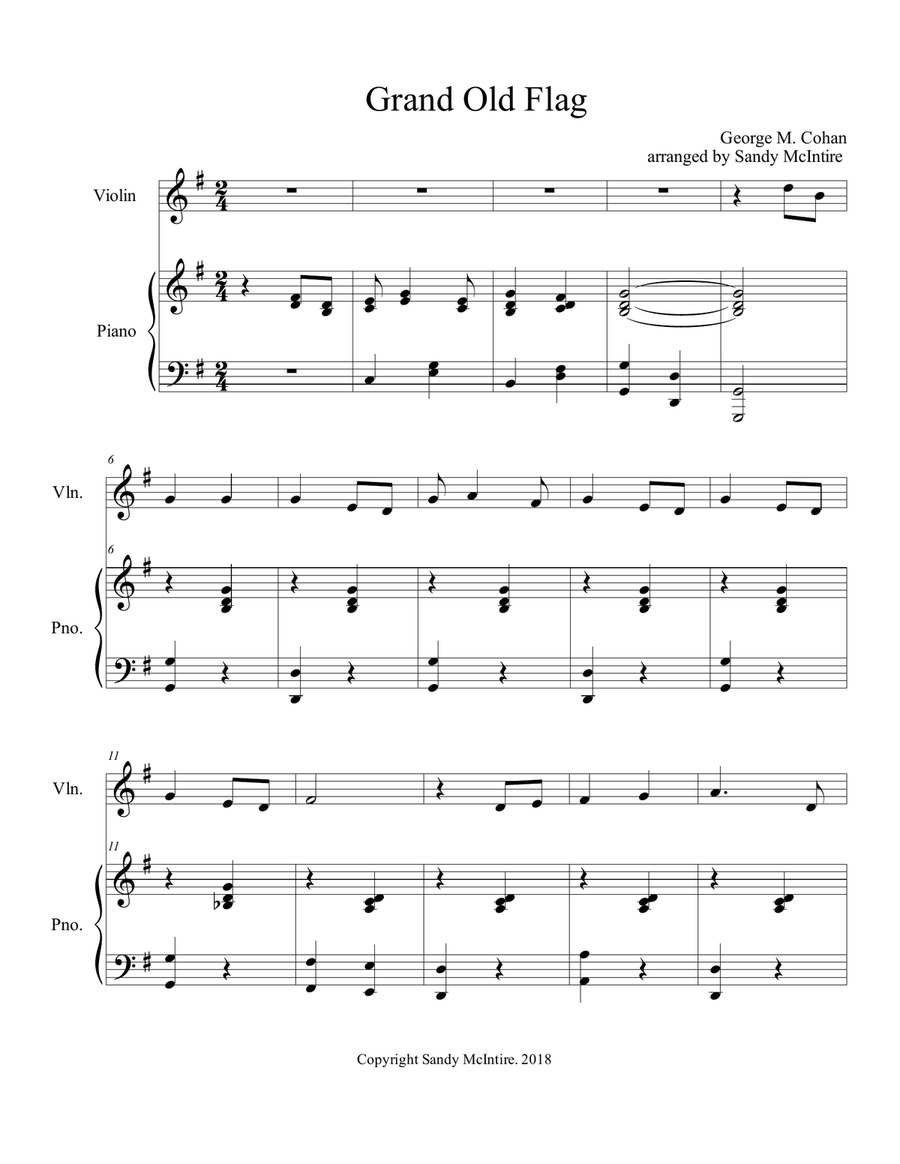 You're a Grand Old Flag Violin Solo scores gallery preview page 1