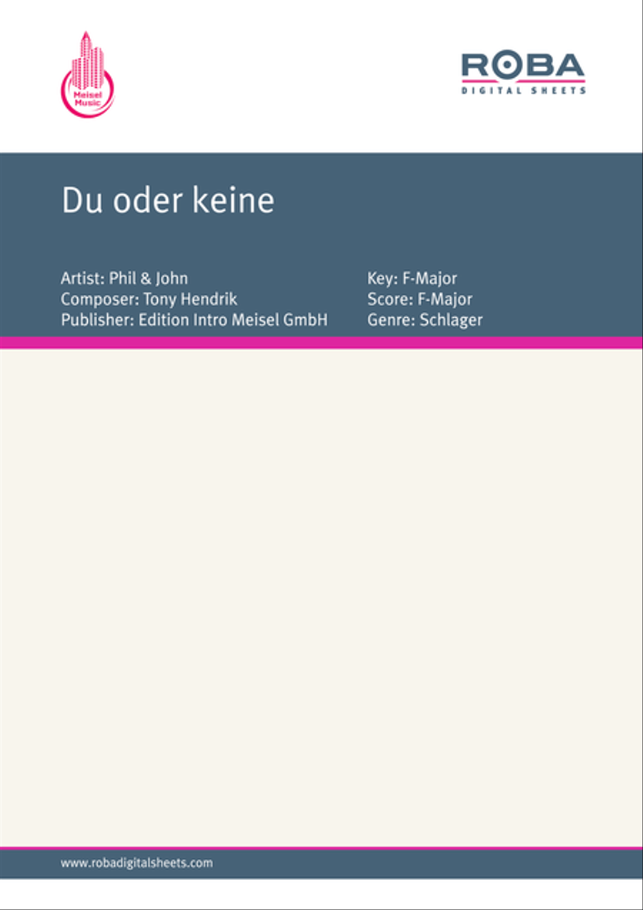 Du oder keine Du oder keine Piano, Vocal scores gallery preview page 1