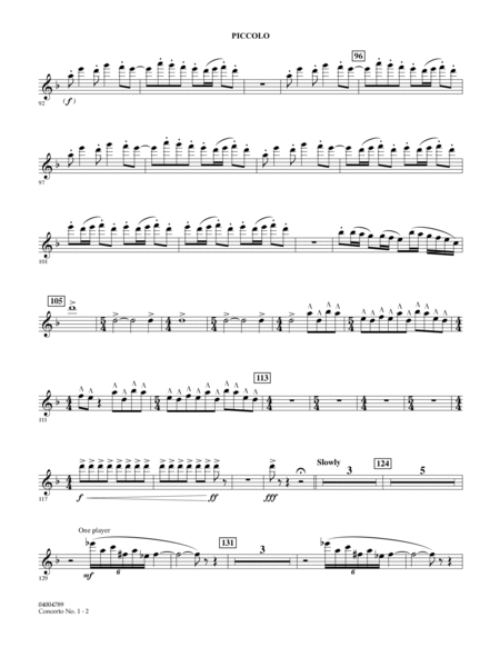 Concerto No. 1 (for Wind Orchestra) - Piccolo