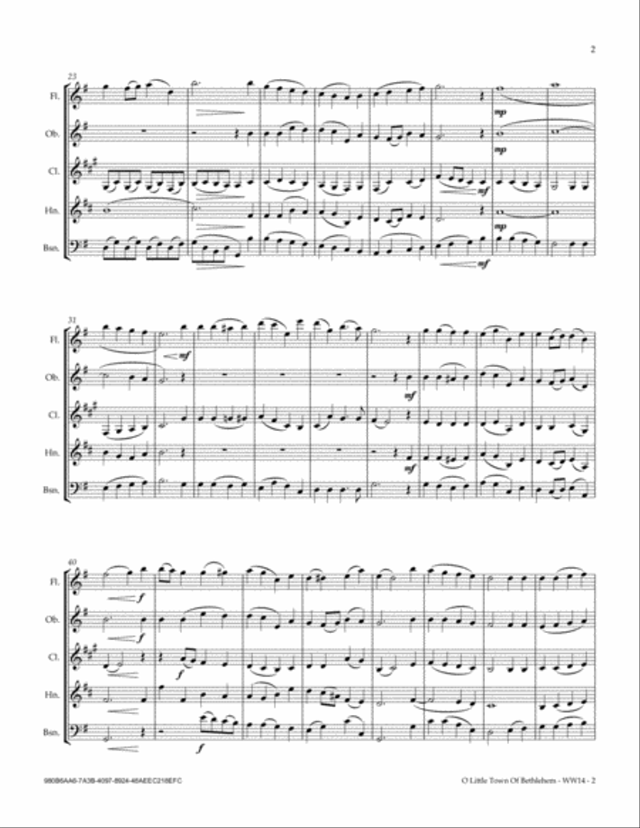 O Little Town Of Bethlehem Woodwind Quintet scores gallery preview page 3