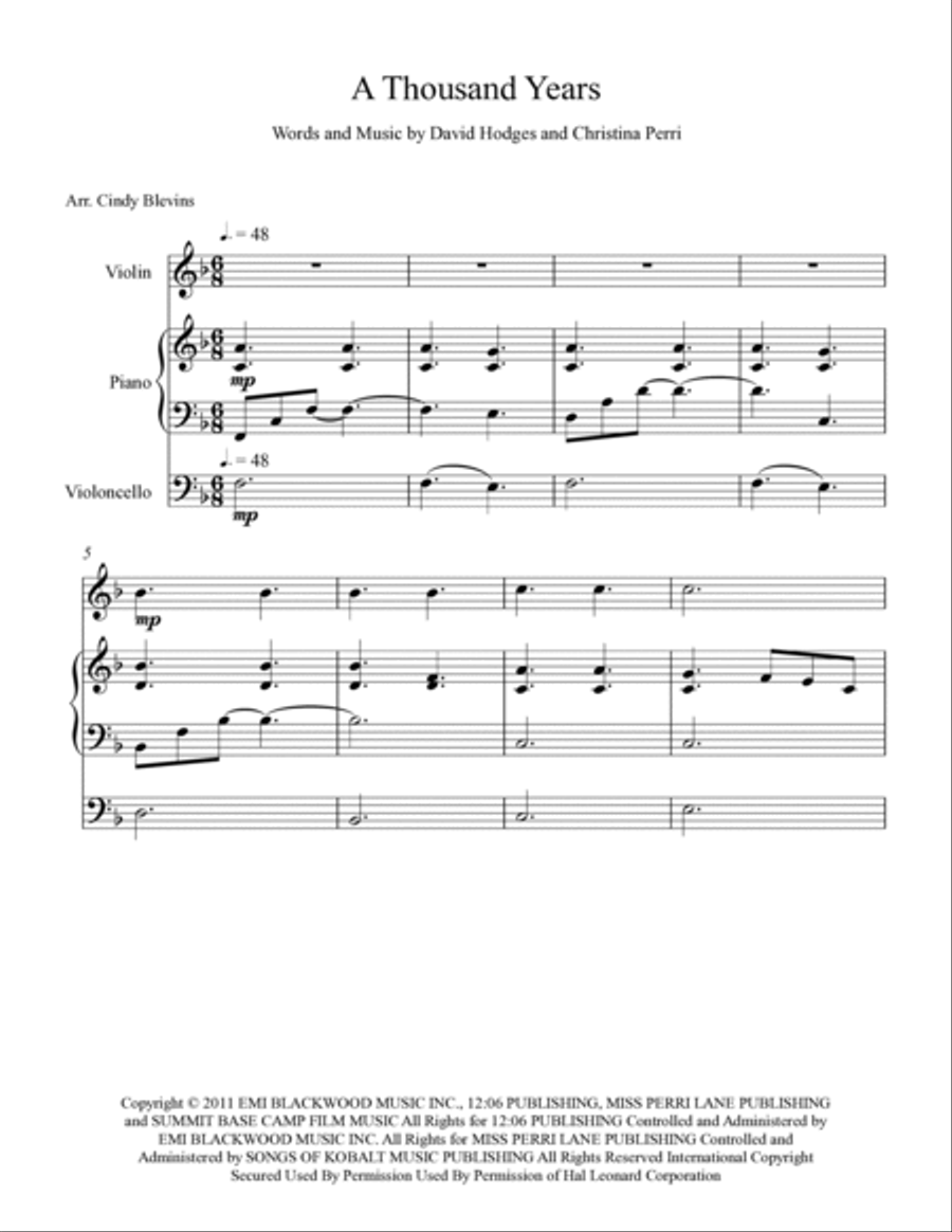 A Thousand Years Piano Trio scores gallery preview page 2