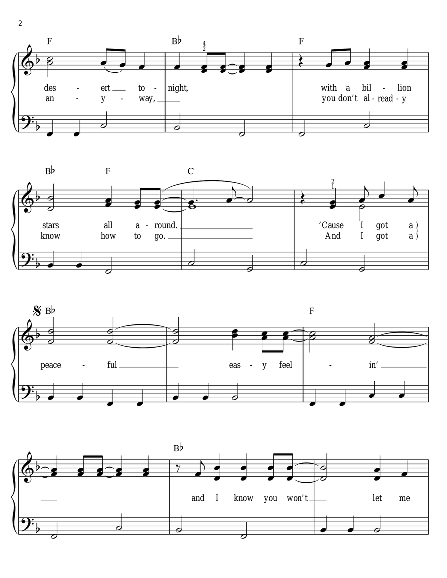 Peaceful Easy Feeling Peaceful Easy Feeling Easy Piano scores gallery preview page 2
