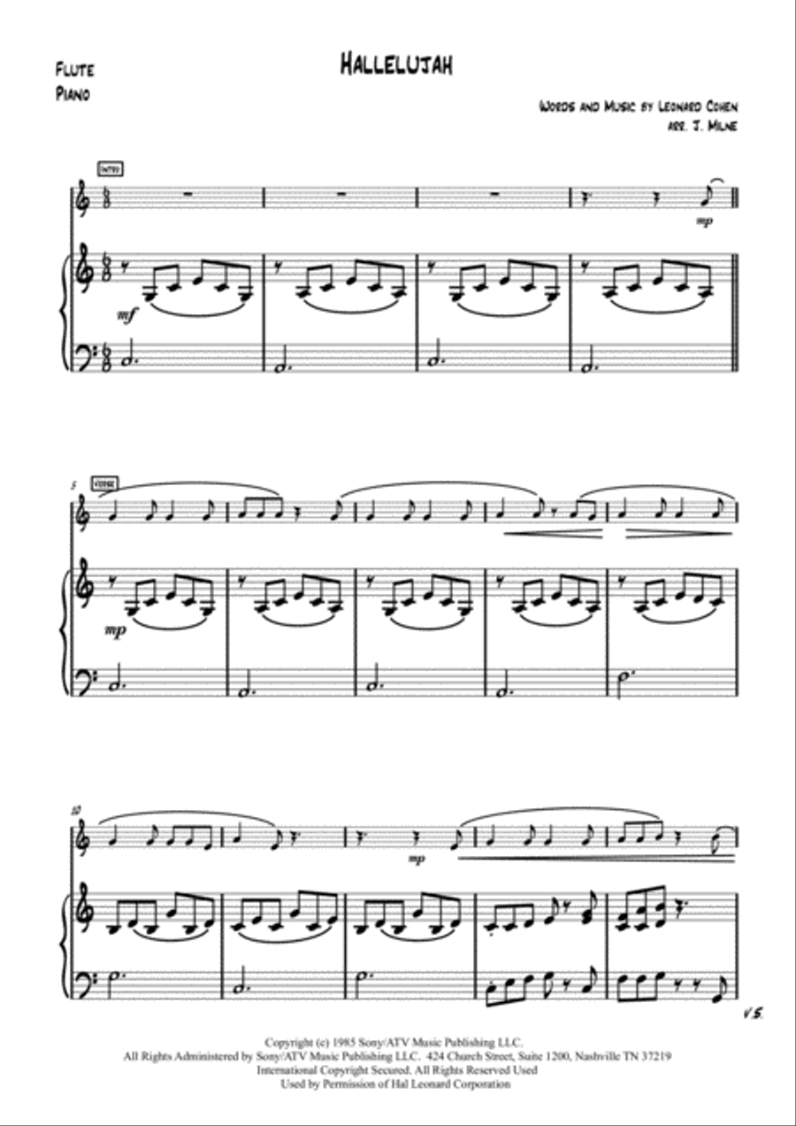 Hallelujah Hallelujah Flute Solo scores gallery preview page 2