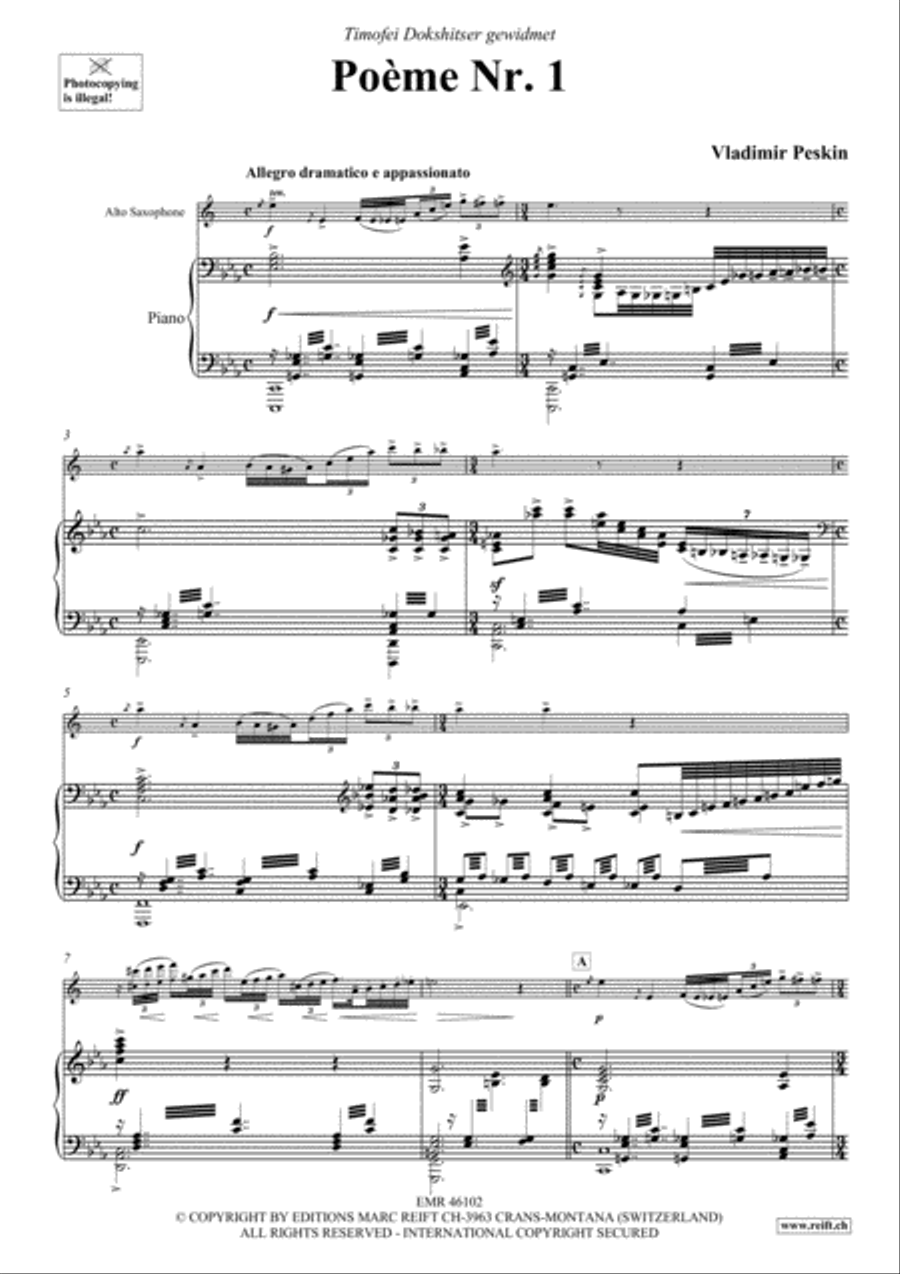 Poeme No. 1 Alto Saxophone scores gallery preview page 4