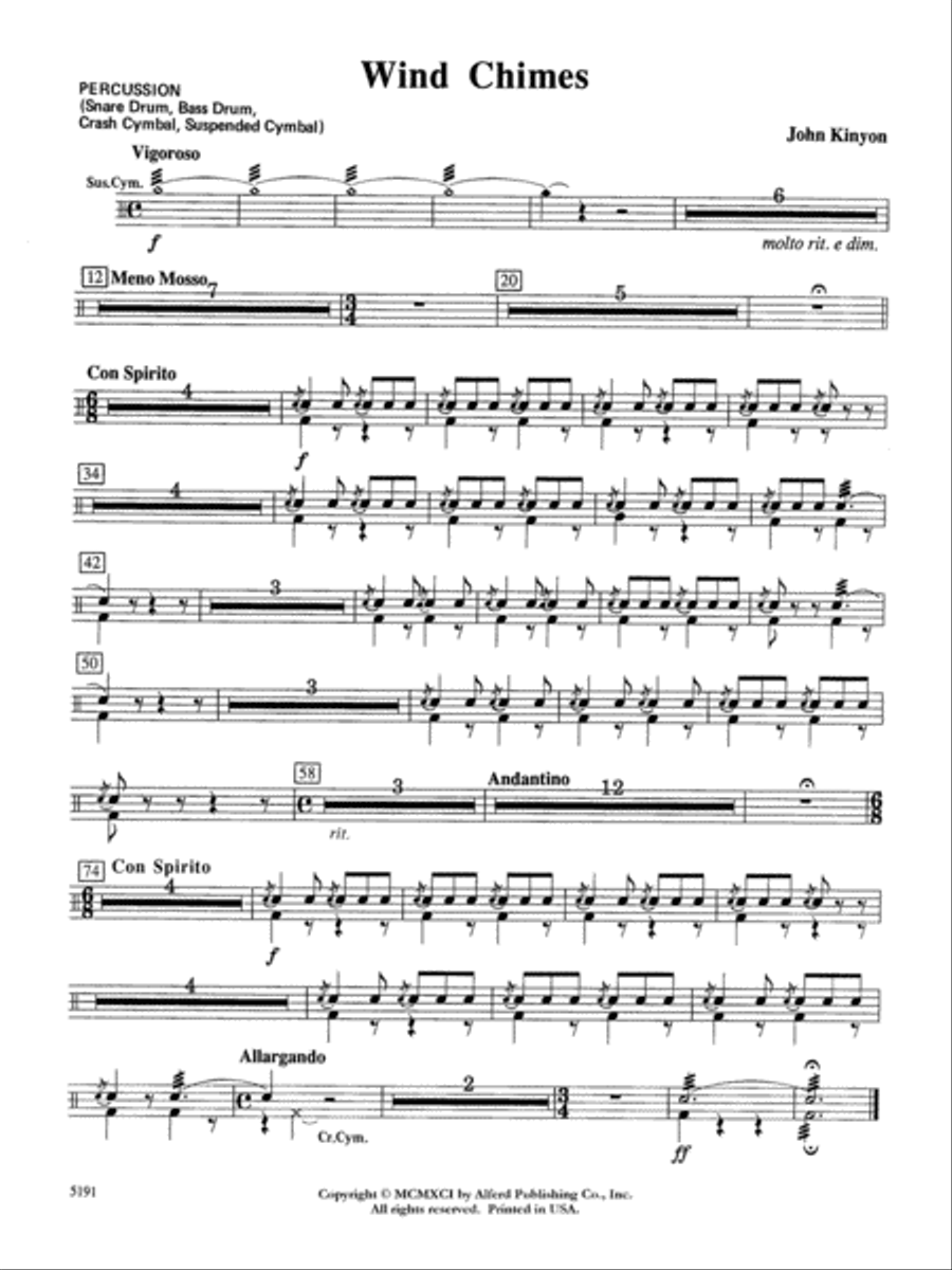 Wind Chimes: 1st Percussion Concert Band scores gallery preview page 1