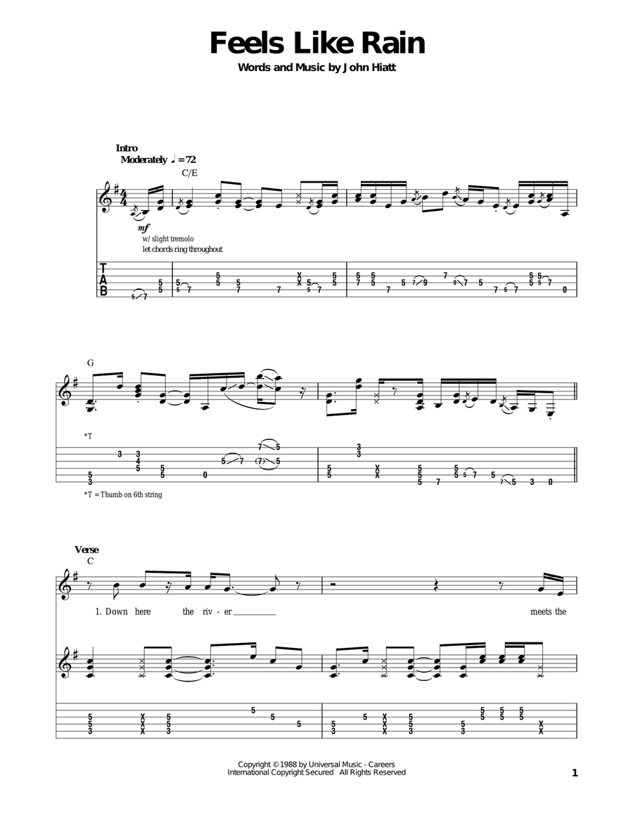 Feels Like Rain Acoustic Guitar scores gallery preview page 1