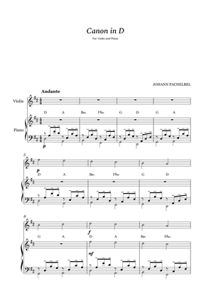 Book cover for Canon in D for Violin and Guitar - Very Easy Guitar Chords