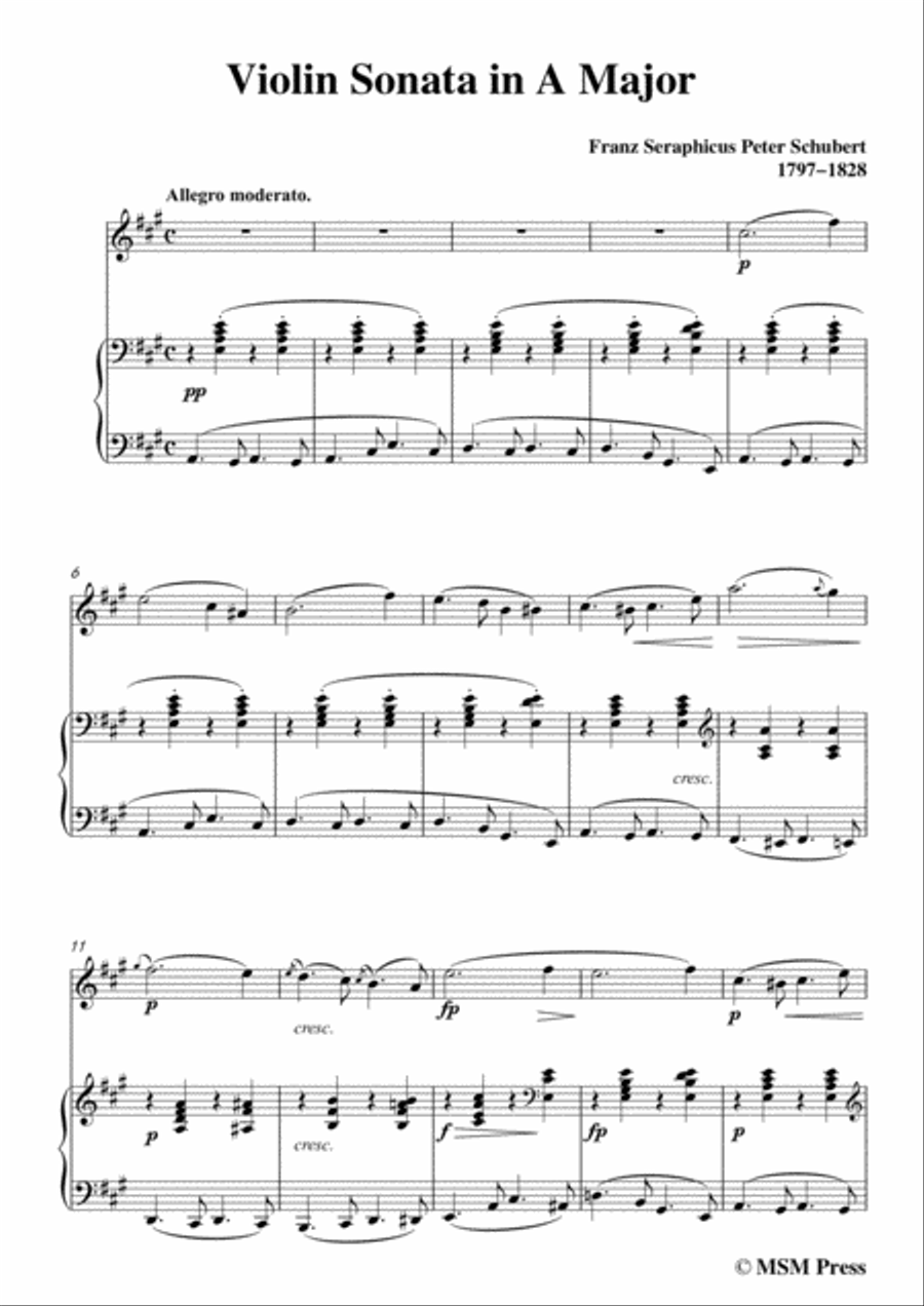 Schubert-Violin Sonata in A Major,Op.162(D.574) Schubert-Violin Sonata in A Major,Op.162(D.574) Violin Solo scores gallery preview page 3
