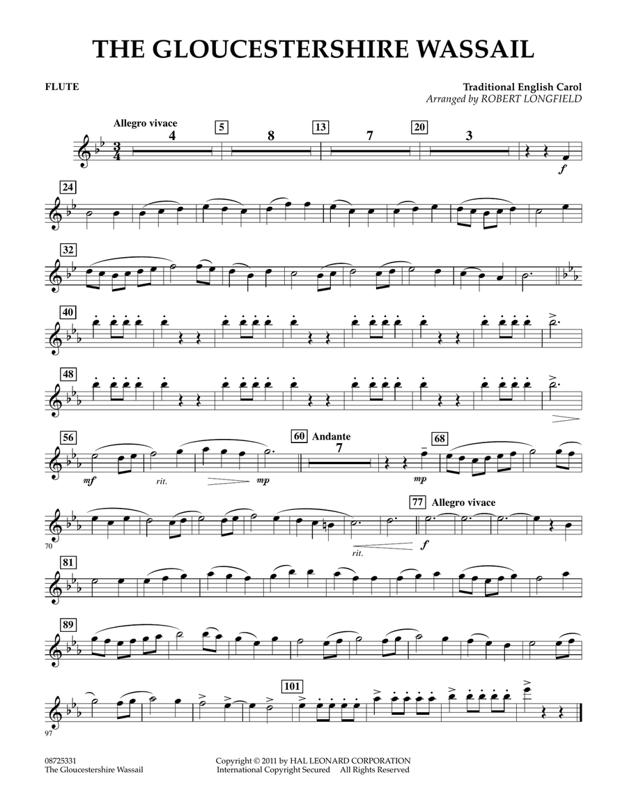 The Gloucestershire Wassail - Flute Concert Band scores gallery preview page 1