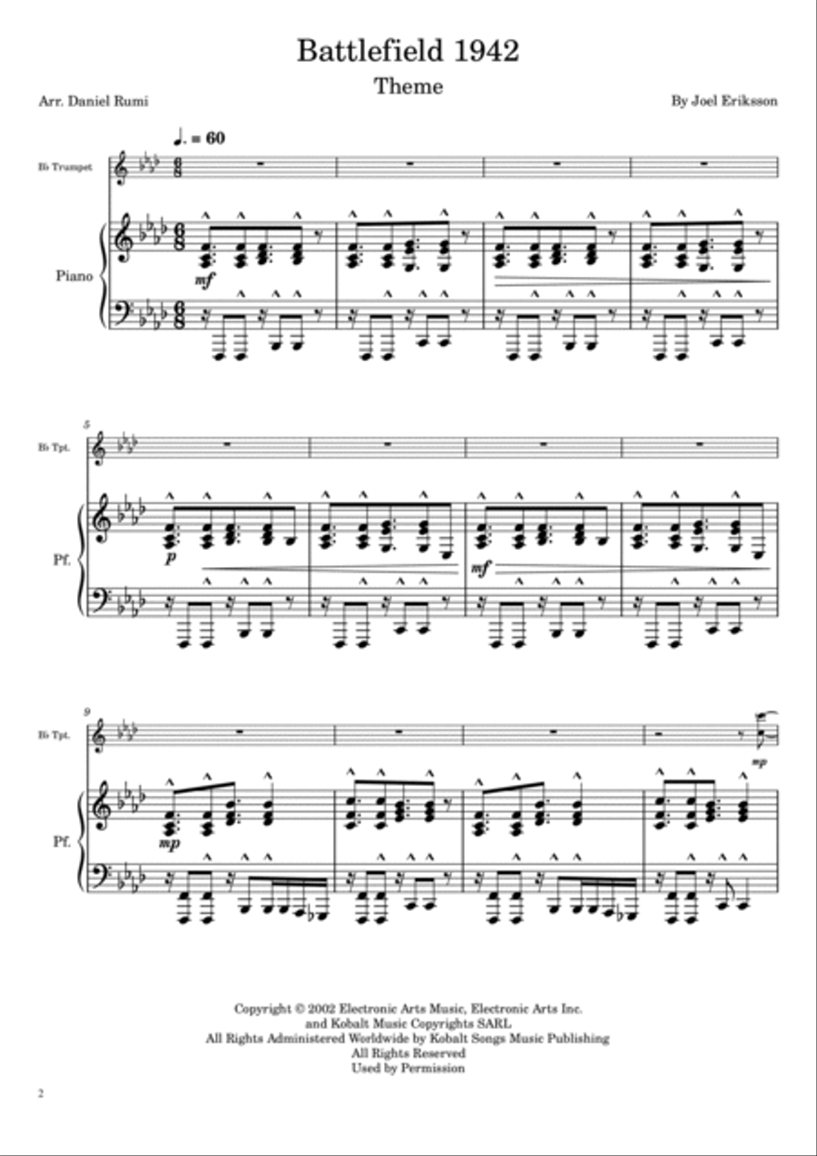 Battlefield 1942 Theme Trumpet Solo scores gallery preview page 2