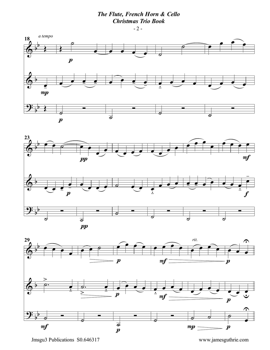 The Flute, French Horn & Cello Christmas Trio Book Small Ensemble scores gallery preview page 3