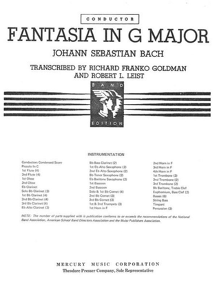 Book cover for Bach - Fantasia In G Cb Sc/Pts Arr Goldman/Leist