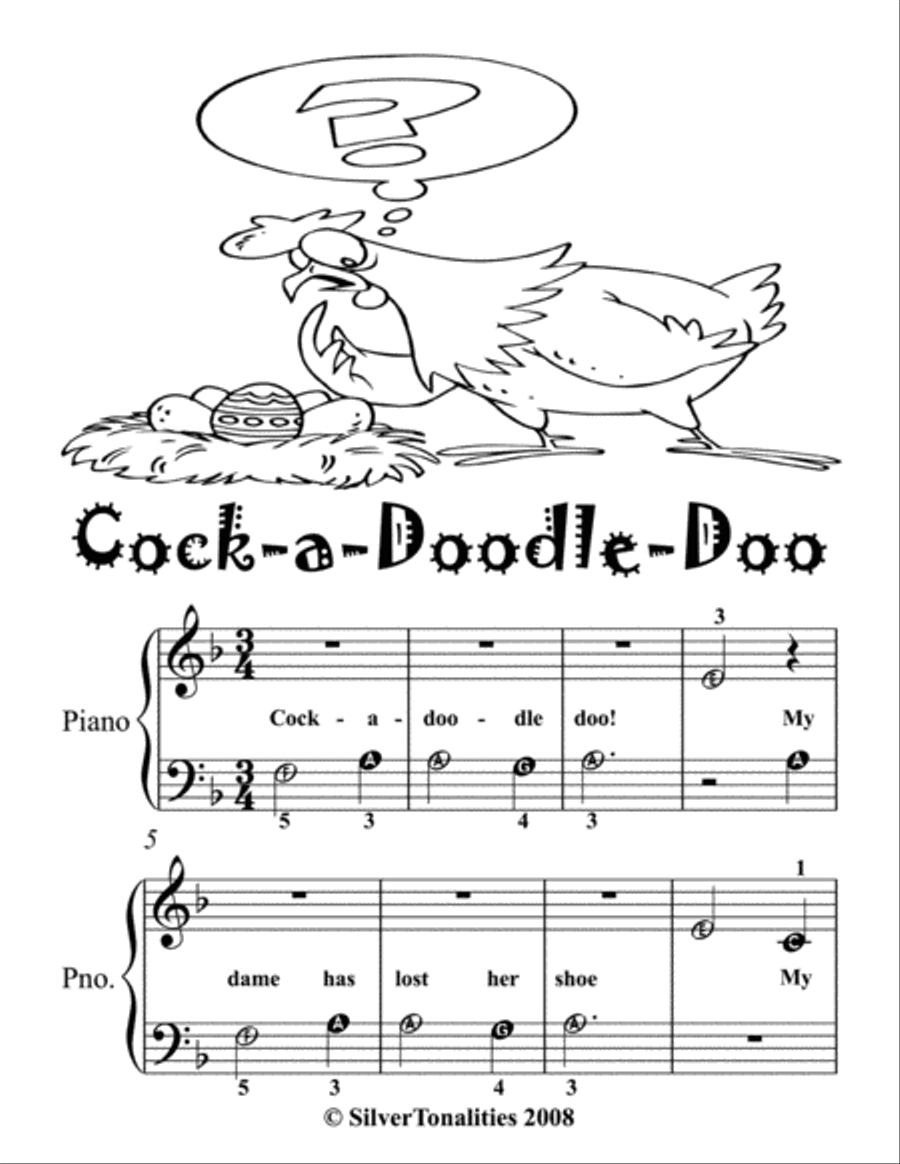 Cock a Doodle Doo Beginner Piano Sheet Music Piano Method scores gallery preview page 2