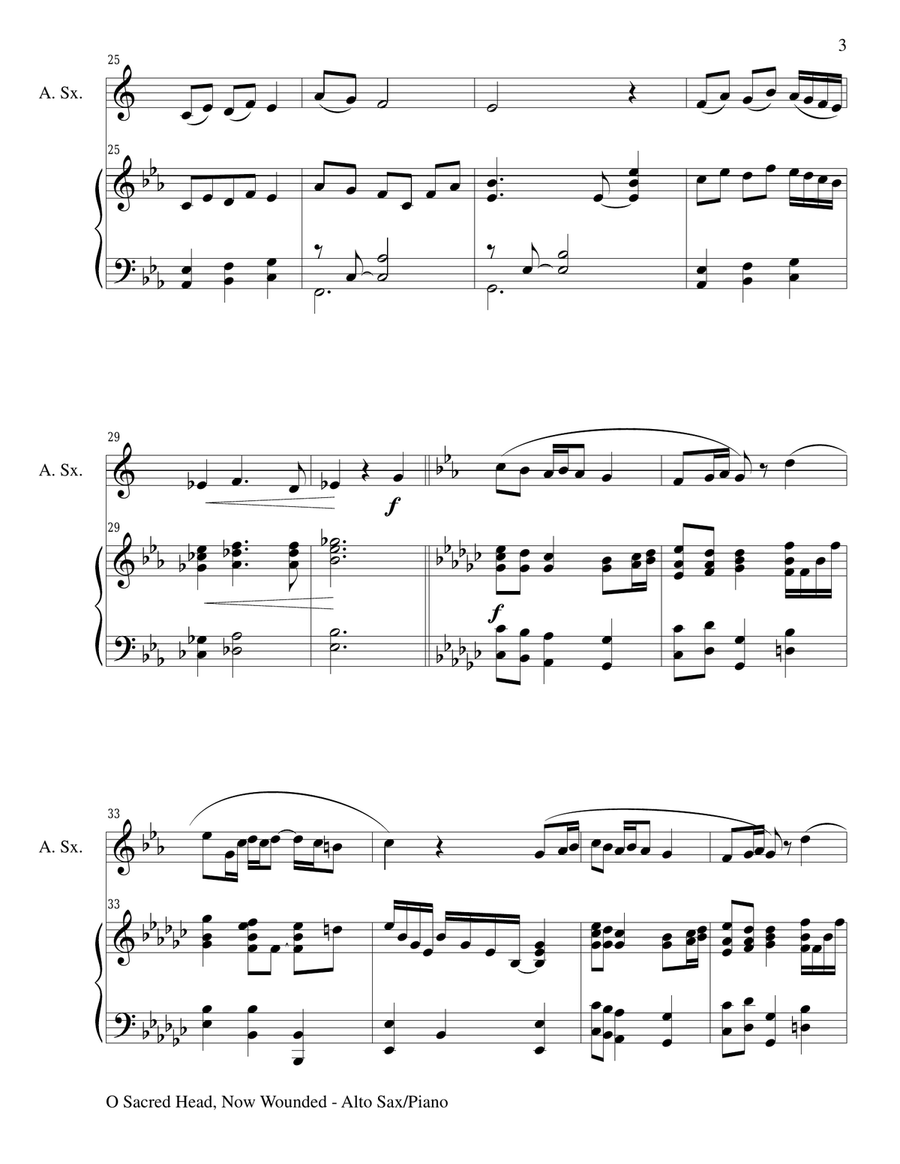 O SACRED HEAD, NOW WOUNDED (Alto Sax/Piano and Sax Part) Alto Saxophone scores gallery preview page 3