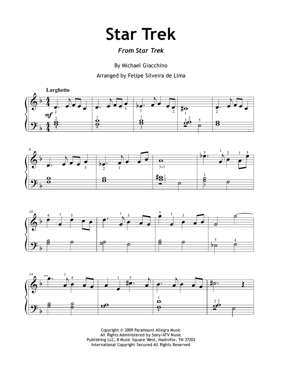 Star Trek Easy Piano scores gallery preview page 1