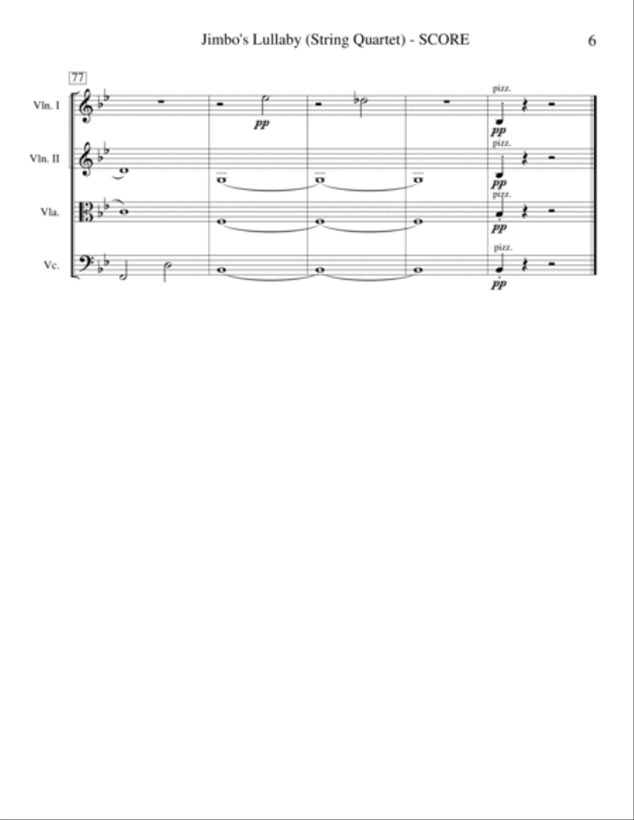 Jimbo's Lullaby String Quartet scores gallery preview page 6