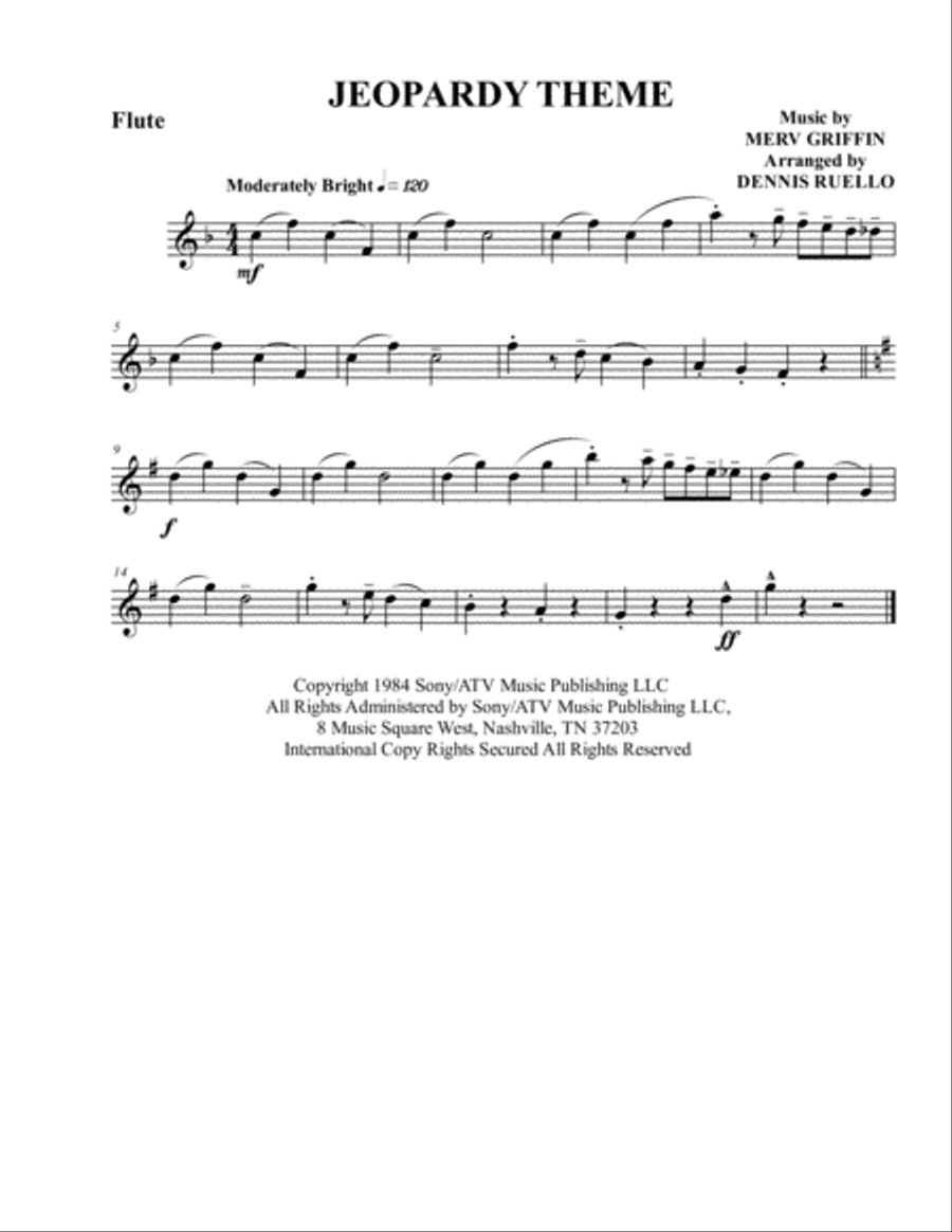 Jeopardy Theme Small Ensemble scores gallery preview page 3