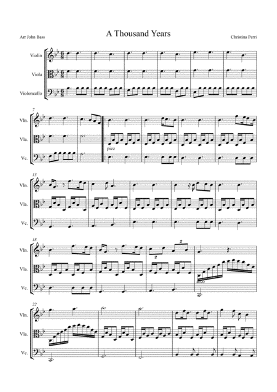 A Thousand Years A Thousand Years String Trio scores gallery preview page 1