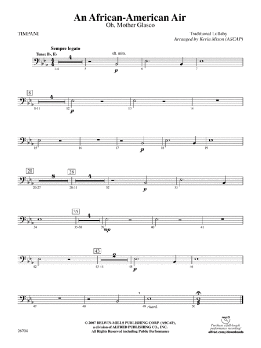 An African-American Air: Timpani Concert Band scores gallery preview page 1