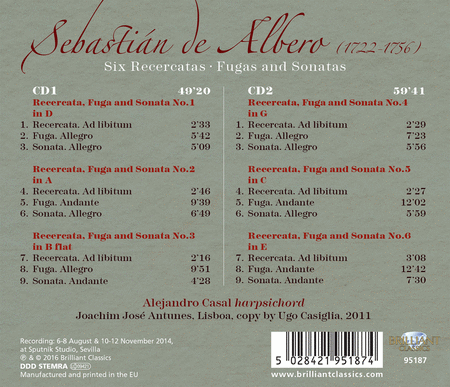 Sebastian de Albero: 6 Recercatas, Fugas & Sonatas