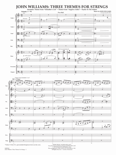 John Williams: Three Themes for Strings (arr. John Moss) - Full Score