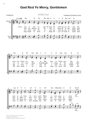 God Rest Ye Merry, Gentlemen - SATB Choir - W/Chords