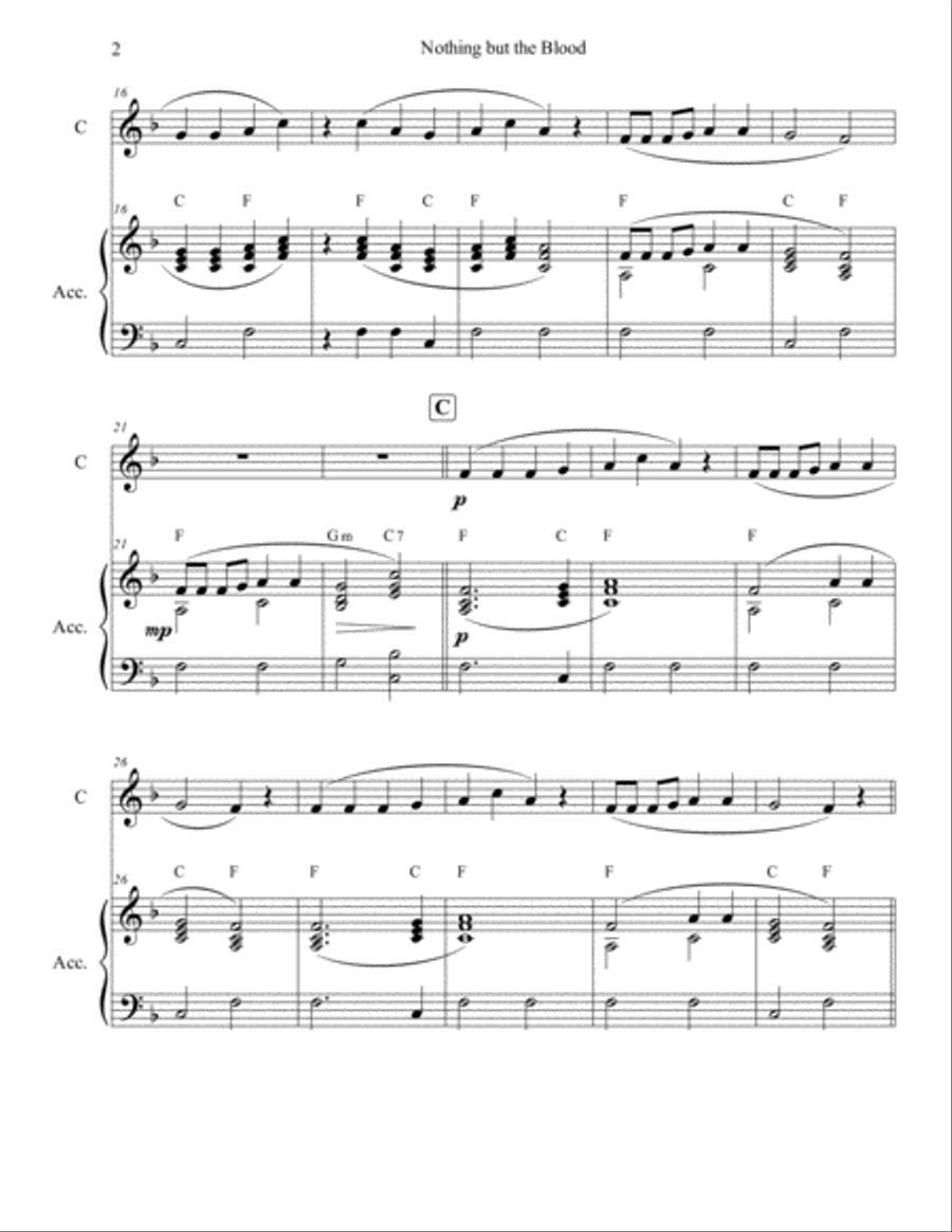 Nothing But the Blood (C instrument and Accompaniment) Large Ensemble scores gallery preview page 2