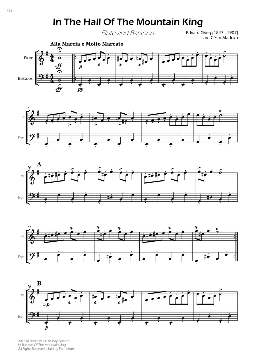 In The Hall Of The Mountain King - Flute and Bassoon (Full Score and Parts) Woodwind Duet scores gallery preview page 3