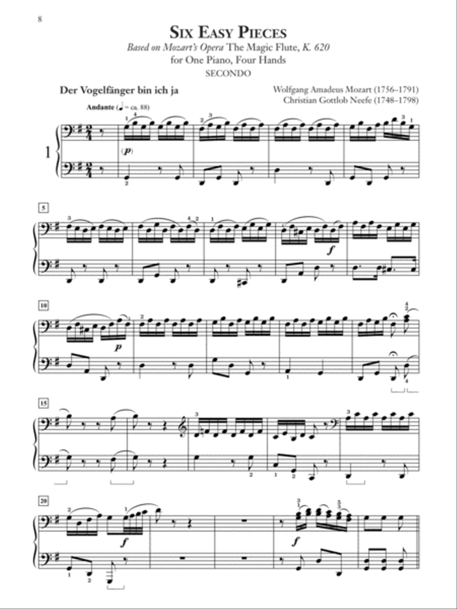 Six Easy Pieces (based on Mozart's opera The Magic Flute, K. 620) Small Ensemble scores gallery preview page 3