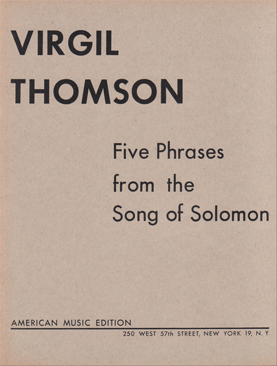 Five Phrases From the Song of Solomon