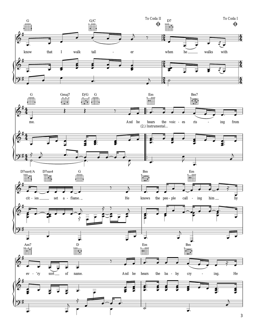 When He Walks With Me Piano, Vocal, Guitar scores gallery preview page 3