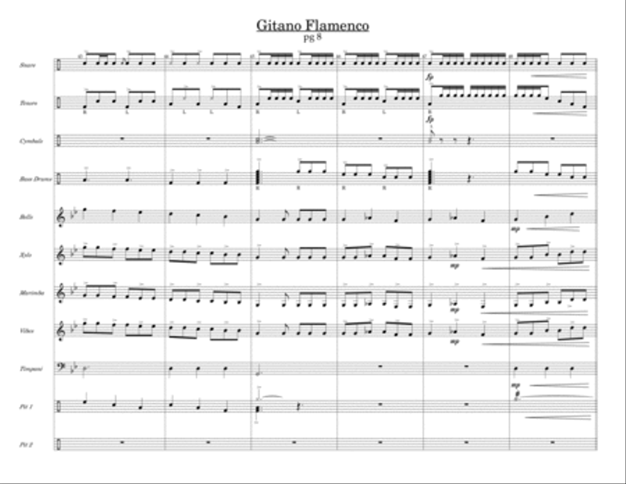 Gitano Flamenco w/Tutor Tracks Percussion Ensemble scores gallery preview page 3