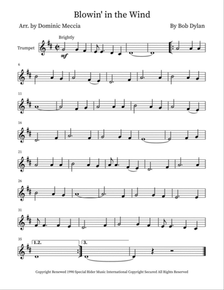 Blowin' In The Wind Brass Ensemble scores gallery preview page 4