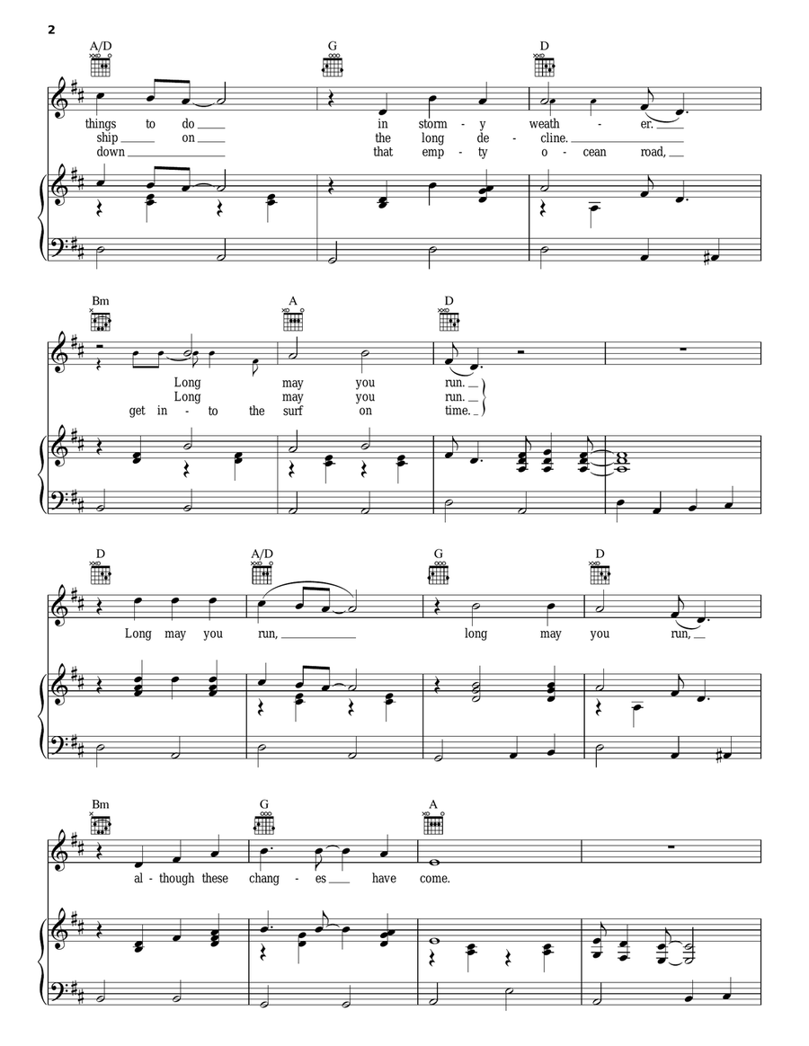 Long May You Run Piano, Vocal, Guitar scores gallery preview page 2