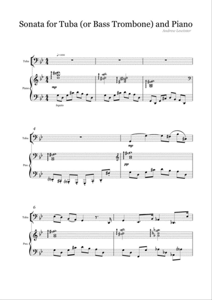 Sonata for Tuba or Bass Trombone and Piano Sonata for Tuba or Bass Trombone and Piano Bass Trombone scores gallery preview page 2