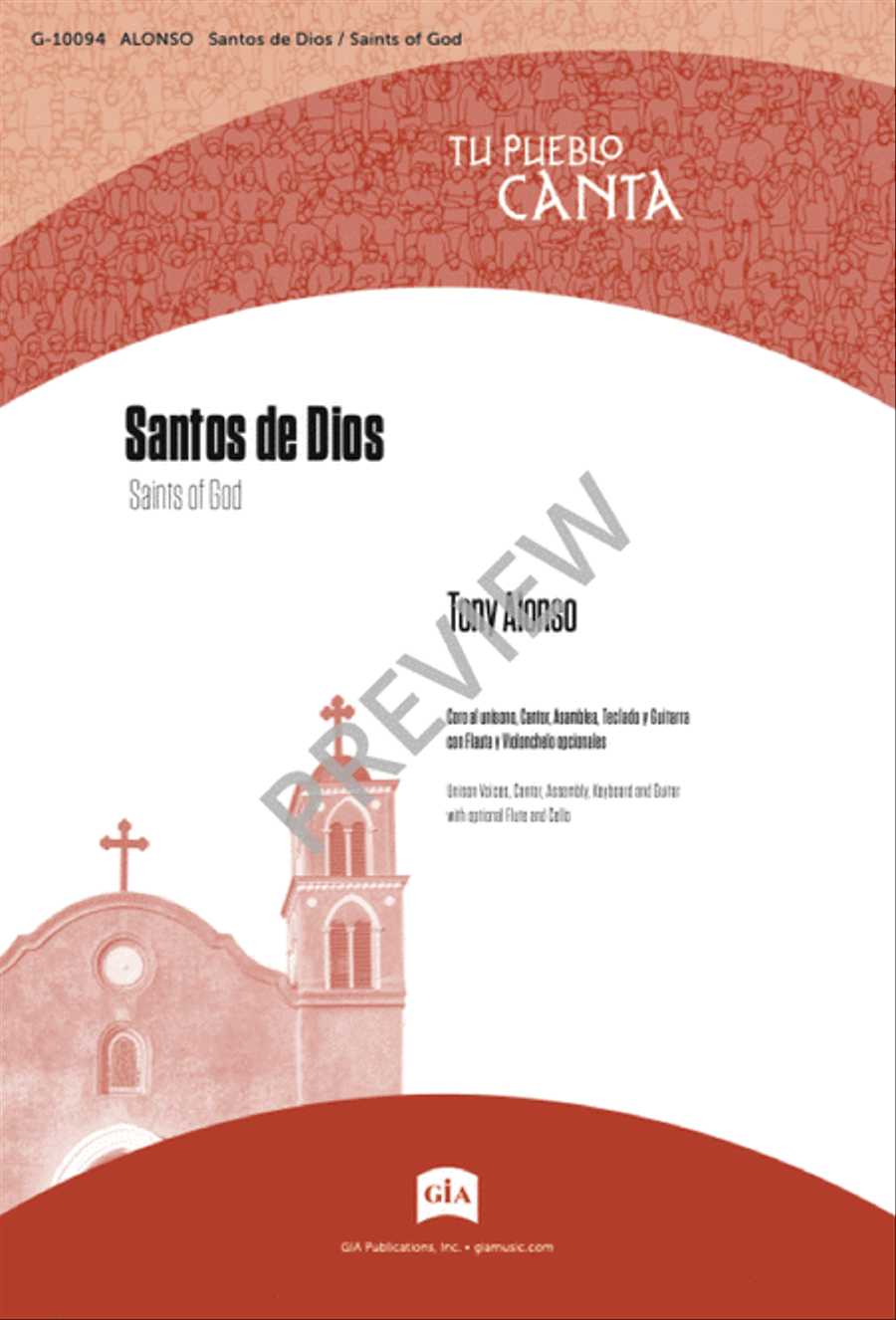 Santos de Dios / Saints of God Unison Choir scores gallery preview page 2