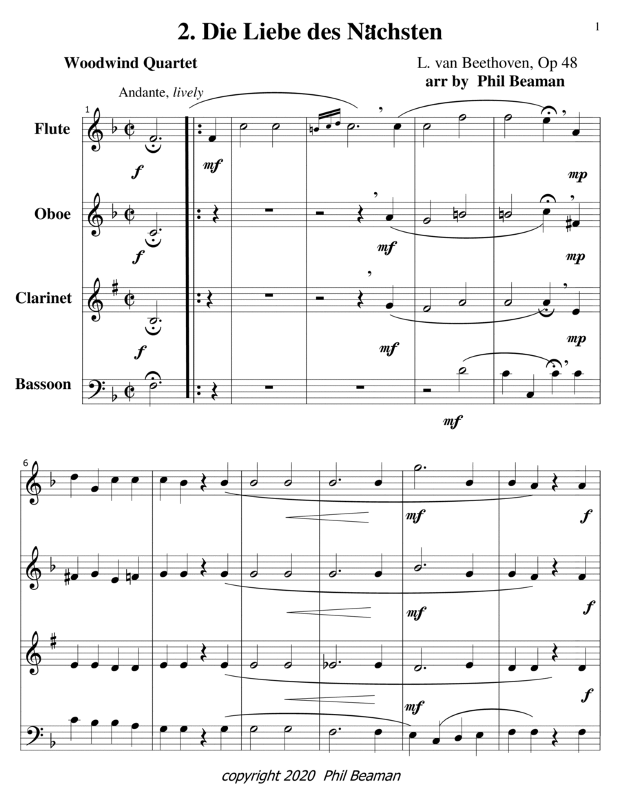Die Liebe des Nachsten-Beethoven-woodwind quartet image number null