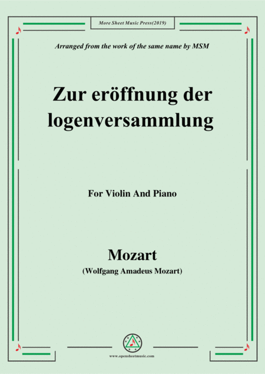 Mozart-Zur eröffnung der logenversammlung,for Violin and Piano image number null