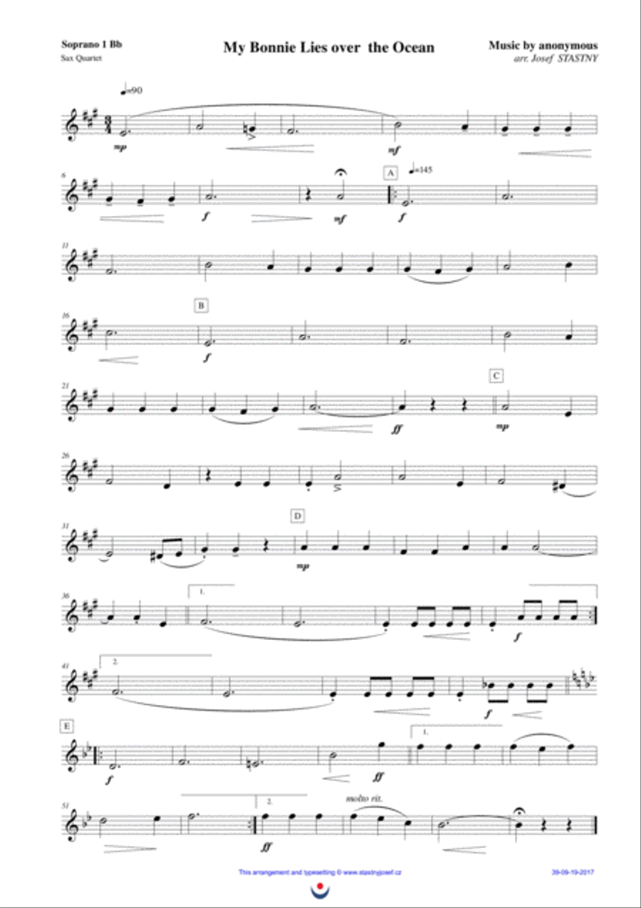 My Bonnie Lies over the Ocean Woodwind Quartet scores gallery preview page 3